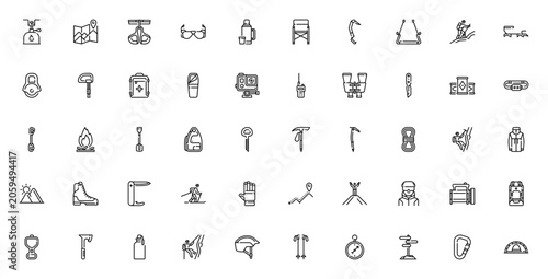 Foto Mountaineering and climbing icon set