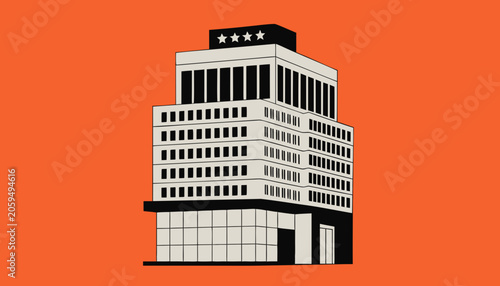 Luxury hotel building with five stars on top