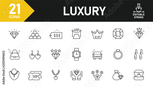 Fotografie Luxury line icon set