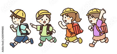 走る小学生のイラスト