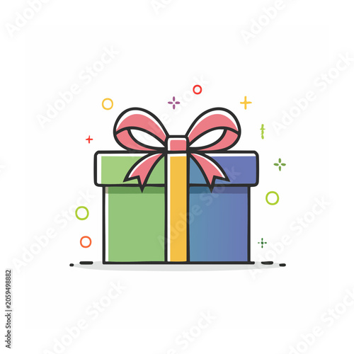 Flat design gift box icon with bow