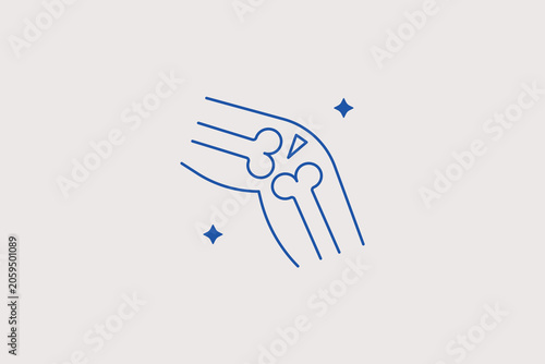 Fotografie Human knee joint fracture injury line icon for orthopedic emergency trauma department, clinical x-ray diagnostic center, bone surgery