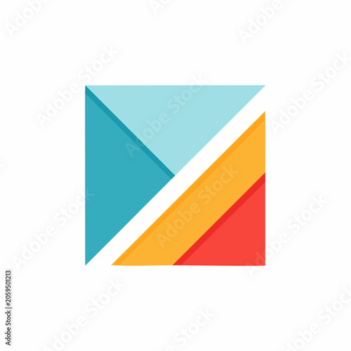 Abstract Geometric Shapes with Diagonal Lines and Color Blocks