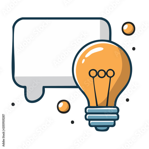 Flat design illustration of a light bulb and speech bubble