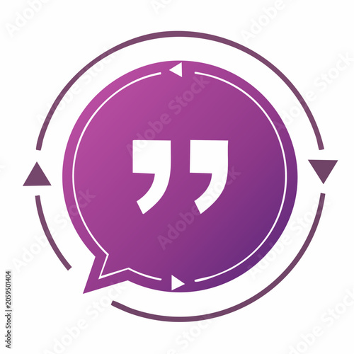 Quotation Mark Icon in Speech Bubble with Circular Arrows