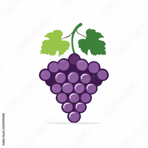 Purple Grapes with Green Leaves Icon