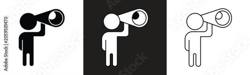 Observing Through Binoculars icon, vector illustration