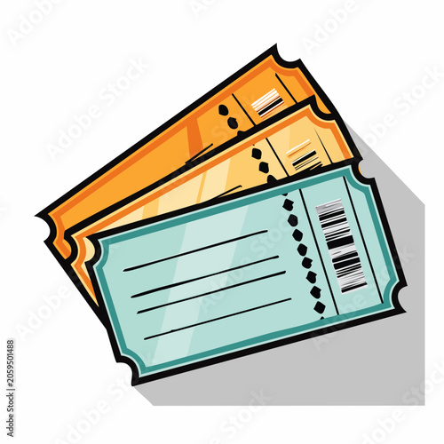 Two Colorful Tickets with Barcodes