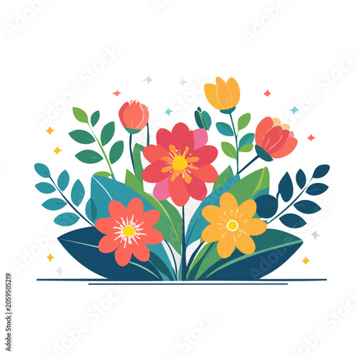 Tropical flowers flat design vector