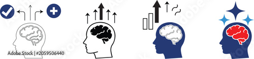Tableau sur toile Human Brain Thinking and Mind Potential Icon Set