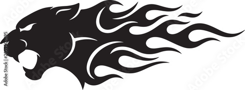 Black panther head with flames on vector illustration