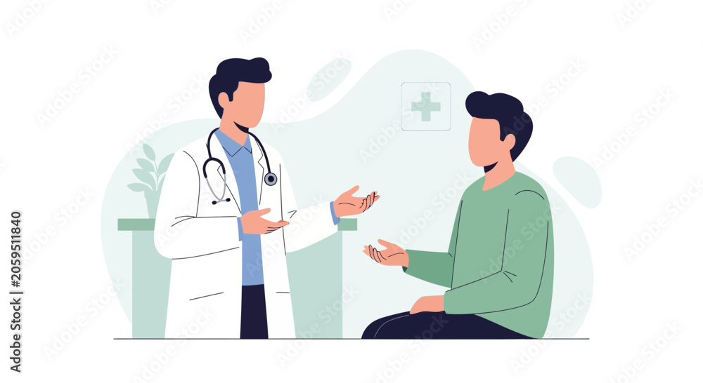 Fototapeta premium Doctor Consulting Patient About Health Concerns in Medical Office