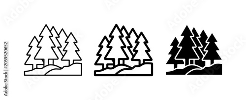Fotografie Forest Icons, Pine Trees, Nature Landscape, Woodland Scene, Evergreen Trees, Out