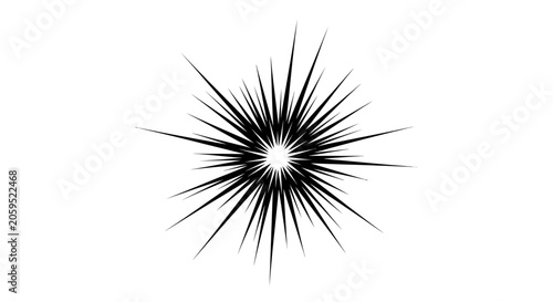 Black and White Starburst Sunburst Vector Graphic Element