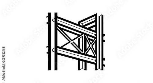 Black and White Steel Scaffolding Construction Icon