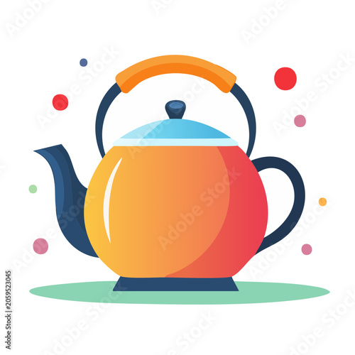 Colorful flat design teapot illustration