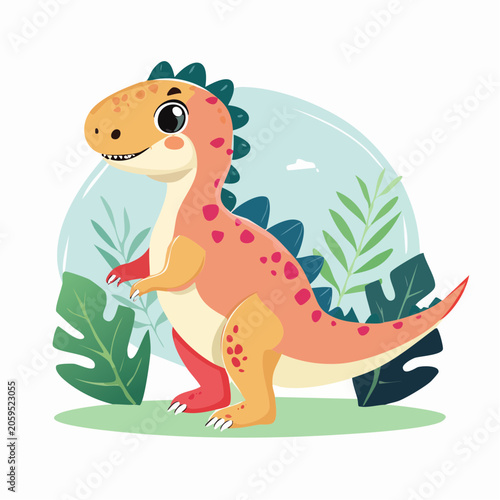 Cute Cartoon Dinosaur Illustration