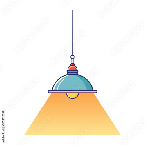 Flat design illustration of a hanging pendant lamp