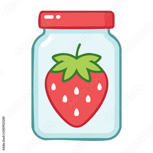 Flat Design Strawberry Jam Jar Illustration