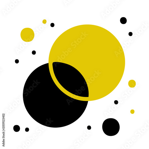 Minimalist overlapping circles with dots on white background