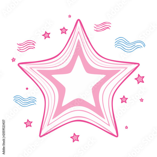 Pink star illustration with decorative elements