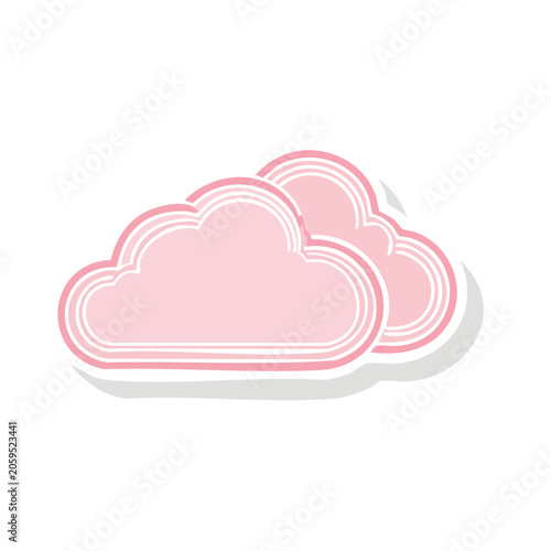 Pink flat design cloud icon with transparent background