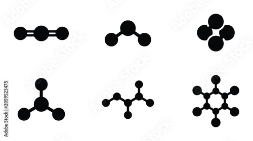 Foto Molecular Structures Vector Icons, Chemical Bonds Science Diagrams, Organic Chem