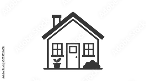 Tableau sur toile Classic gable roof residential house silhouette icon