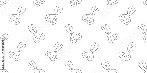 Seamless Pattern with scissors. Outline, lineart. Vector flat illuatration.
