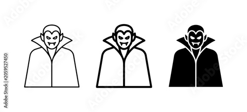 Foto Vampire Icons, Dracula Symbols, Gothic Horror Character Graphics, Halloween Vect