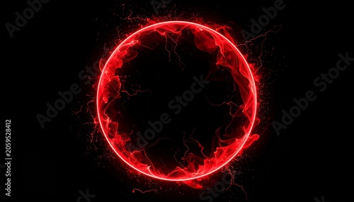 Glowing red energy ring on black background