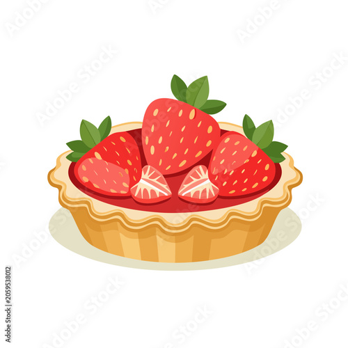 Cartoon Strawberry Tart with Fresh Berries