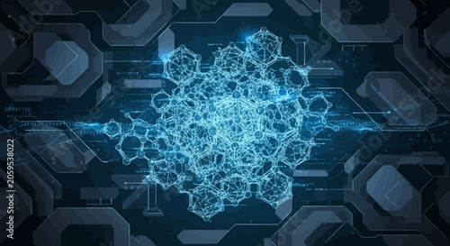 Blue digital network connection abstract technology background