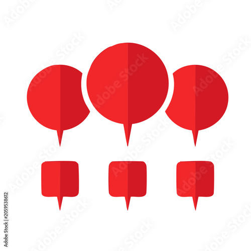 Red flat design speech bubbles icon set