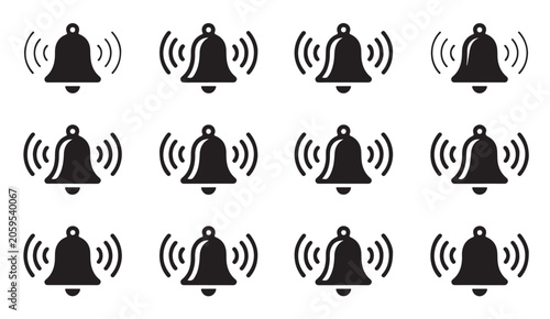 Fotografija Ringing bell notification icon pattern set for mobile application interface design symbols