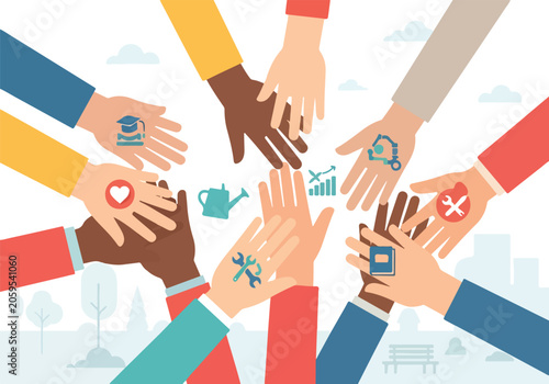 Foto A diverse group of people joining hands