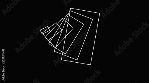 Abstract geometric motion white rectangular frames expanding in infinite loop geometry motion animation