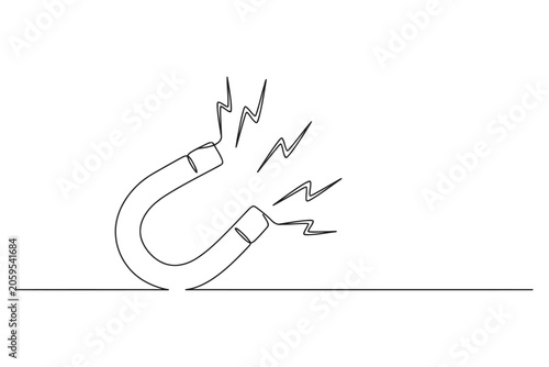 Konstfotografi Continuous line art illustration of horseshoe magnet with horseshoe attraction m