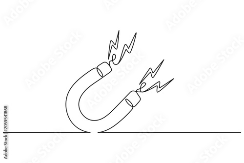 Konstfotografi Horseshoe magnet continuous line drawing art with horseshoe attraction magnetic