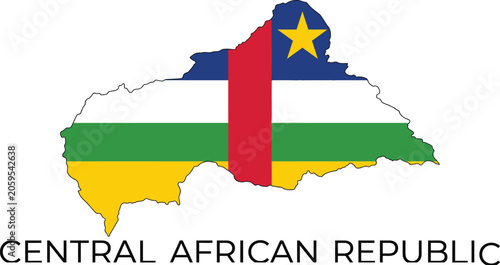 Canvastavla Central African Republic flag map silhouette vector illustration national geogra