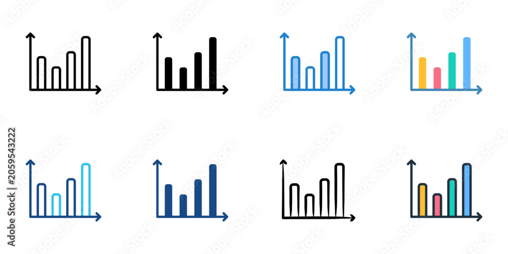 Obraz premium Graph icons set multiple style collection. Editable stroke 