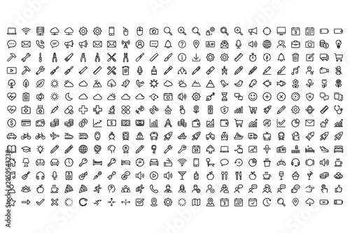 Tableau sur toile Comprehensive collection of universal interface line icons set for web and mobil