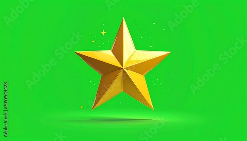 Golden 3D star on a vibrant green background
