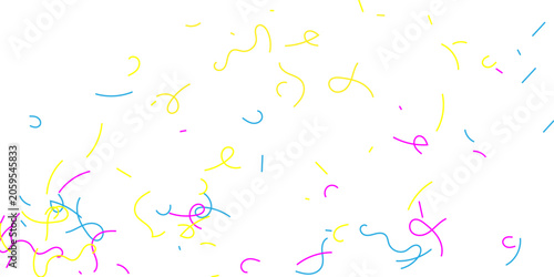 Vászonkép Scattered confetti in shades of pink blue and yellow and magenta falling creating a festive and celebratory atmosphere visually appealing White Background