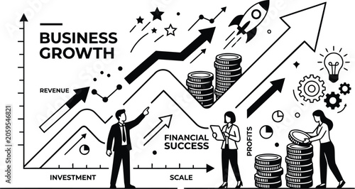 Bild auf Leinwand Business growth, financial success, revenue increase, investment strategy, busin