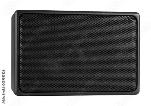 Black rectangular speaker grill isolated on transparent background for audio equipment design needs