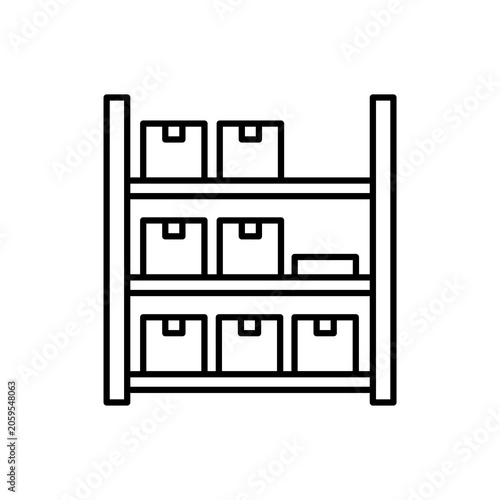 Obraz na plátně Clean isometric outline icon of product storage racks inside a shelf frame