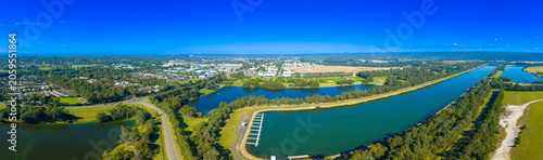 Obraz na plátne Aerial panoramic photograph of the greater Penrith precinct and the wetlands and