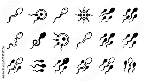 Photos Human sperm cells and egg cell fertilization medical icon set