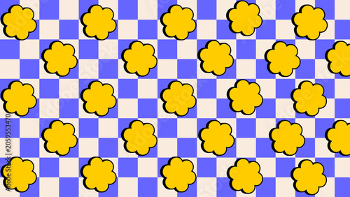 yellow violet checker background